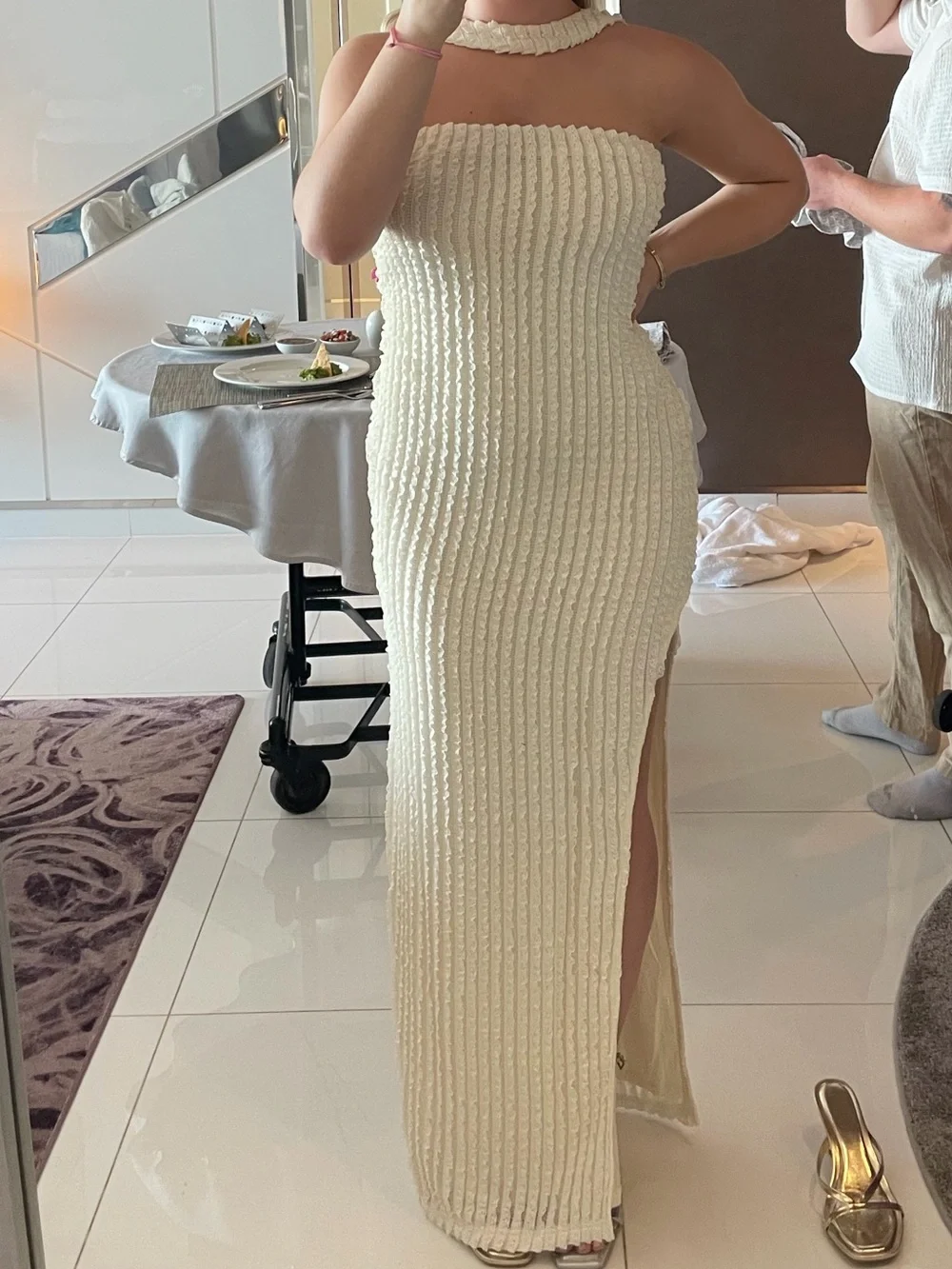 Peppermayo Sadie Strapless Textured Maxi Dress - Ivory - Picture 4 of 5